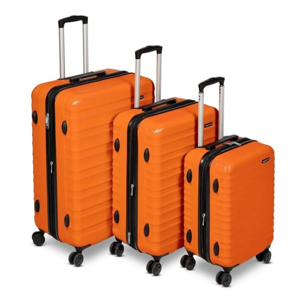 Basics 3-Piece Set (21", 26", 30"), Hardshell Suitcases With Wheels, Expandable For Up to 25% More Space, With Scratch-Resistant Surface, Four Multi-directional Wheels, Orange