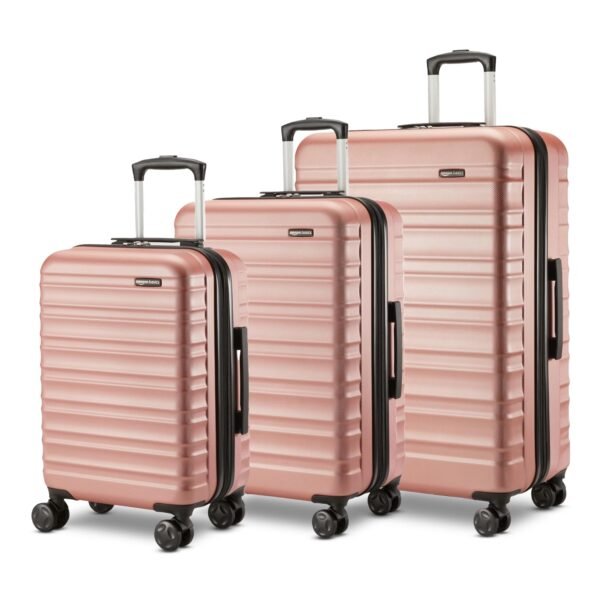 Basics 3-Piece Set (21", 26", 30"), Hardshell Suitcases With Wheels, Expandable For Up to 25% More Space, With Scratch-Resistant Surface, Four Multi-directional Wheels, Rose Gold