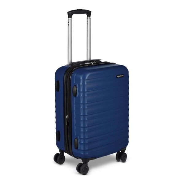 Basics 21" Hardside Carry-On Luggage, Hardshell Suitcase With Wheels, Expandable For Up to 25% More Space, With Scratch-Resistant Surface, Four Multi-directional Wheels , Navy Blue