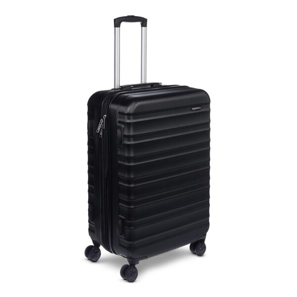 Basics 26" Hardside Medium Checked Luggage, Hardshell Suitcase With Wheels, Expandable For Up to 15% More Space, With Scratch-Resistant Surface, Four Multi-directional Wheels, Black