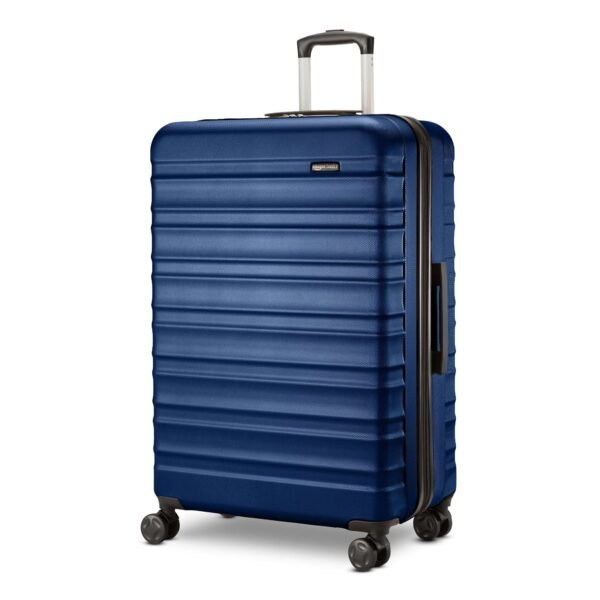Basics 26" Hardside Medium Checked Luggage, Hardshell Suitcase With Wheels, Expandable For Up to 15% More Space, With Scratch-Resistant Surface, Four Multi-directional Wheels, Navy Blue